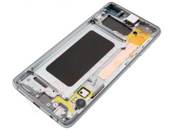 Full screen DYNAMIC AMOLED (LCD / display + digitizer / touch) with silver frame for Samsung Galaxy S10 Plus, (SM-G975F)